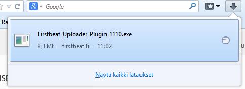 9 Kun olet valinnut Lataa Uploader Plugin, paina avautuvasta ikkunasta Tallenna tiedosto. Tiedosto ladataan koneelle ja tarkistetaan virusten varalta.