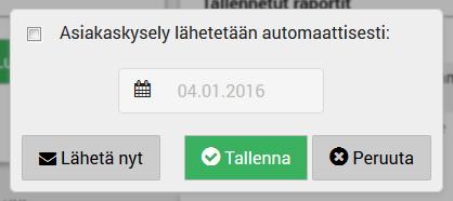 44 Mikäli et halua, että palautekyselyä lähtetään lainkaan, poista valinta kohdasta Asiakaskysely lähetetään automaattisesti.