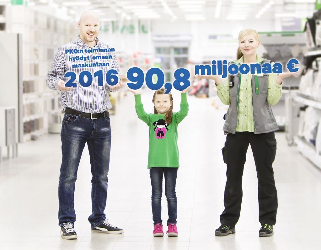 EUROT OMAAN MAAKUNTAAN 30,7 milj. Palkkoja ja palkkioita. 29,2 milj. Ostoja omasta maakunnasta. 3,5 milj. Veroja. 0,7 milj.