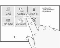 Vastaava järjestelmätoiminto aktivoituu, näytössä näkyy viesti tai siihen avautuu alavalikko, jossa on lisää valintamahdollisuuksia.