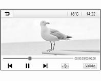 Elokuvien toistaminen Voit katsella videoita USB-liitäntään liitetystä USB-laitteesta. Turvallisuussyistä elokuvien katselu ei ole mahdollista ajon aikana.