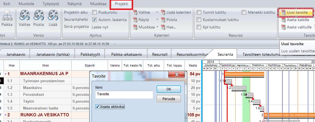 7 TAVOITTEET JA TOTEUTUMIEN SEURANTA Projektille saadaan