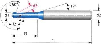 Sädejyrsimet Täyskovametalliset sädejyrsimet (pallopäiset) HAM 40-5800 HYPERLOX - PINNOITETTU Ød1 α l2 l3 Ød3 l1 Ød2 Tuoteno Hinta (f8) (h6) 1 1,5 o 0,7 20 0,7 80 6 40-580001 2 1,5 o 1,35 20 1,4 80 6