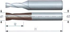 2-leikkuiset kovametallijyrsimet HAM 421 2-leikkuinen varsijyrsin täyskovametallia TUOTE 40-1160 Pinnoittamaton TUOTE 40-1161 Pinnoitettu (TA) Ø d1 l2 l1 Ø d2 Z Pinnoittamaton Pinnoitettu (TA) (e8)