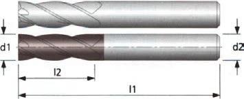 4-leikkuiset kovametallijyrsimet HAM 400 4-leikkuinen varsijyrsin täyskovametallia Tuote 40-1440 Pinnoittamaton Tuote 40-1441 Pinnoitettu (TA) Ø d1 l2 l1 Ø d2 Z Pinnoittamaton Pinnoitettu (TA) (e8)
