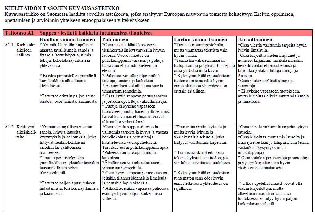 Liite 1: KIELITAIDON