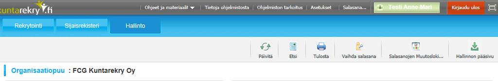 2.2.1.2 Henkilön valinta Etsi -toiminnolla Nopein tapa on etsiä halutut henkilöt Etsi toiminnolla, joka löytyy näkymän yläpuolella olevasta harmaasta toimintopalkista.