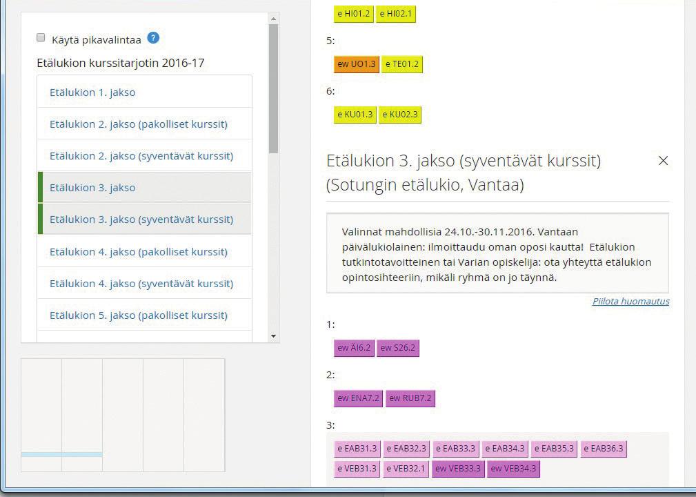 Kurssihuoneessa vasemmanpuoleinen valikko sisältää kurssin tärkeät osiot, kuten Tehtävättai Palautuskansion, johon tallennat tehtäväsi sähköisessä muodossa.