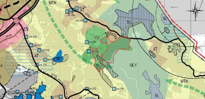 Kuva 15. Ote Sipoon Yleiskaava 2025, asemakaava-alue on rajattu kaavaan punaisella viivalla. Bild 15. Utdrag ur generalplan för Sibbo 2025, detaljplaneområdet har avgränsats i planen med röd linje.