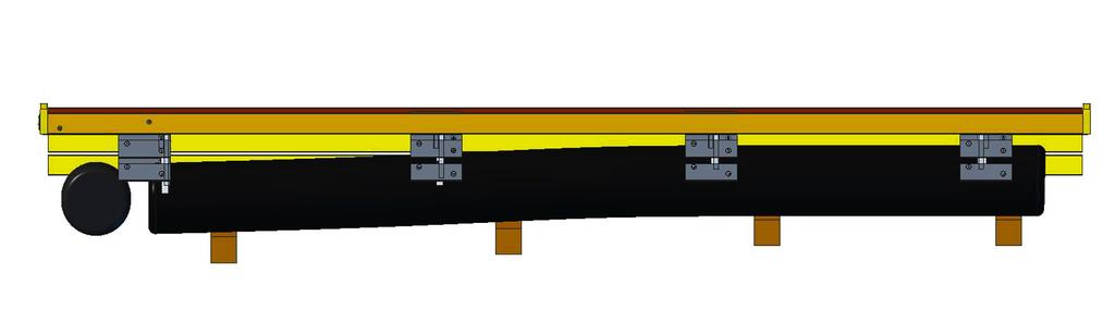 Kiinnitä suoraan runkoon pitkänsivun alaverholaudat ( kupukanta M10 x 50 ) ja keskijuoksut, pituus 8000 mm ( M12 x 80 + korialuslaatta neliö 40 x 40 ) ja lyhyen sivun alaverholaudat ( kupukanta M10 x