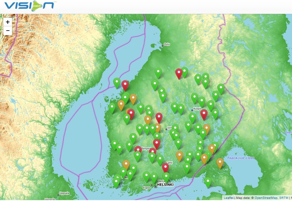 GEF Vision Valvomo 1. Kaikki voimalaitokset valvotaan automaattisesti etänä 24/7 2.