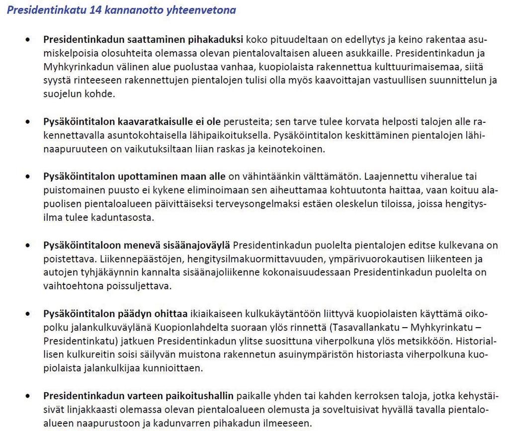 vastine Presidentinkadun pysäköintitalosta luovutaan ja autopaikat