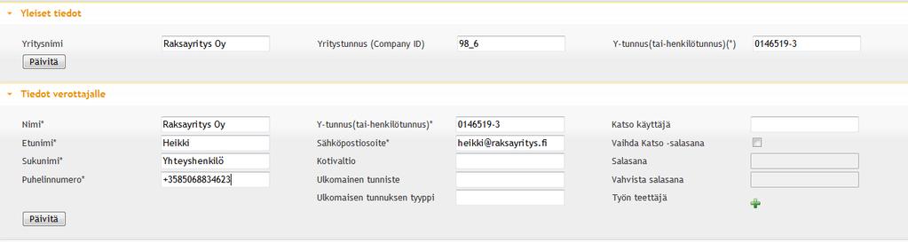Y-tunnus 3. Päivitä.