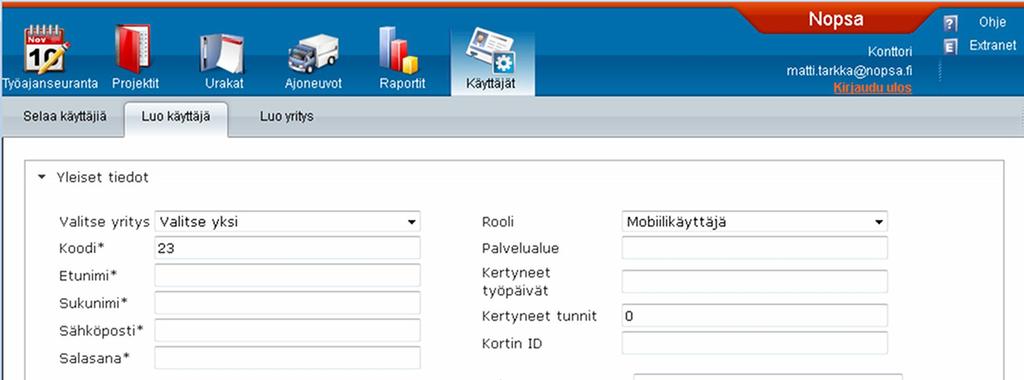 13. Käyttäjän luonti 1.