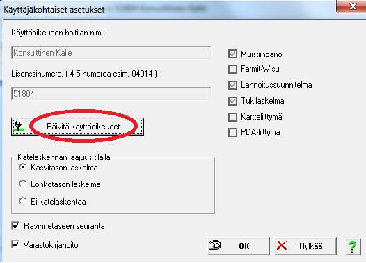 1 LISENSSINUMERON MUUTTAMINEN PC-WISUUN Muuttunut
