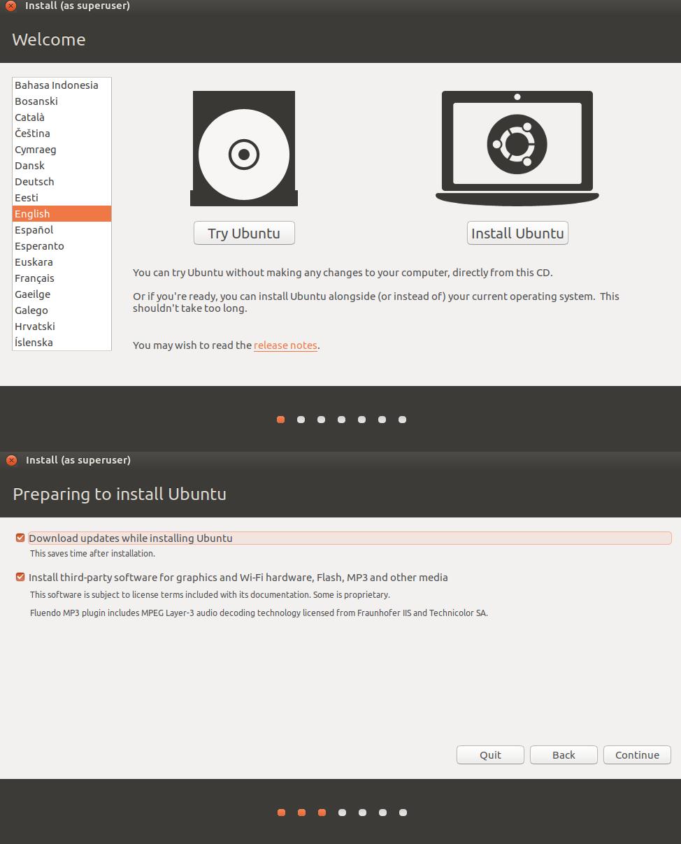 5 4 ASENNUS Ubuntun levykuvan saa ladattua Ubuntun omilta sivuilta (www.ubuntu.com) ja tallentaa DVD-levyksi tai muistitikulta käynnistyväksi.