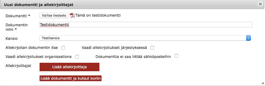 2.3 Kuinka lähetän allekirjoituskutsun: Kutsu- valinnan kautta (jatkuu) Kutsun voi lähettää myös Kutsu- valinnan kautta Valitaan allekirjoitettava dokumentti levyltä tai esim.