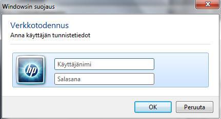 Kirjautuminen ValWlan-verkkoon Windows 7:ssa.