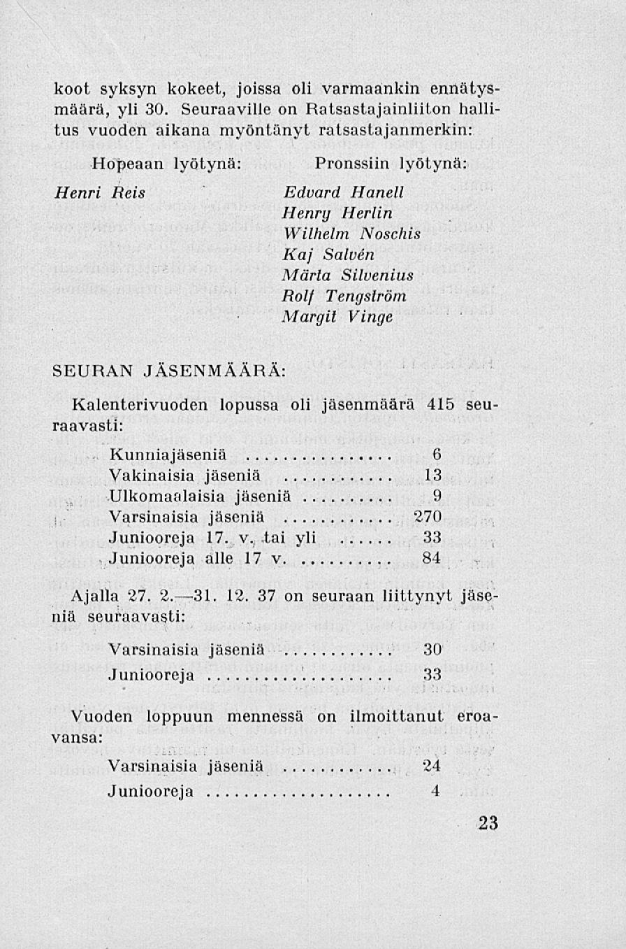 koot syksyn kokeet, joissa oli varmaankin ennätysmäärä, yli 30.