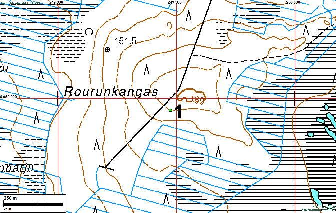 6 Tutkijat: Sijainti: Huomiot: Aarre Äystö 1999 tarkastus Jurvan kirkosta vajaat 7 km itäkaakkoon.