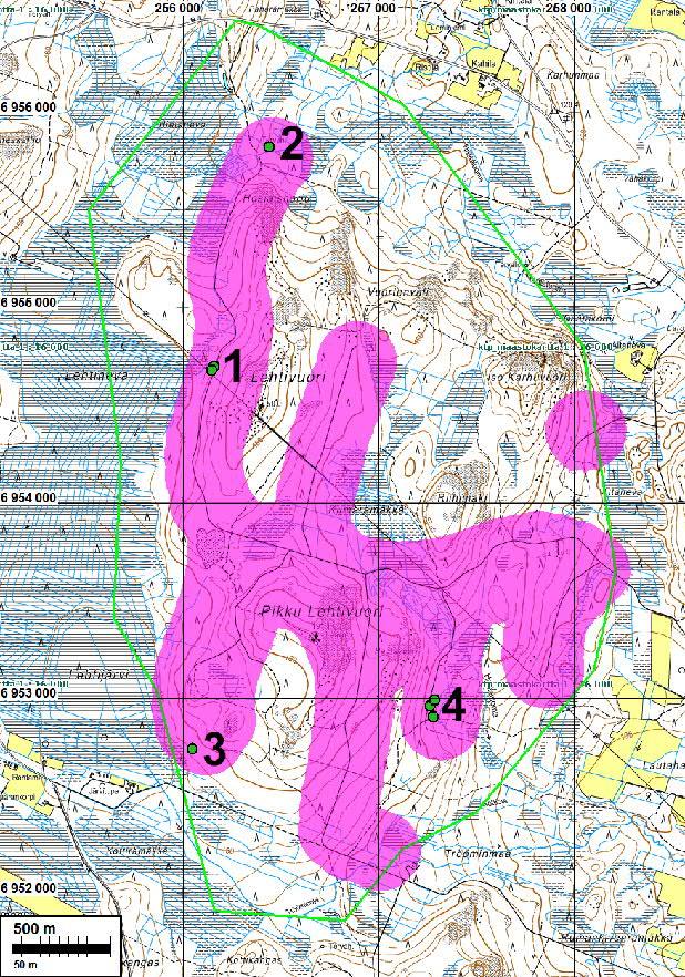 3 Selityksiä: Koordinaatit ja kartat ovat ETRS-TM35FIN koordinaatistossa (Euref) Kohdekuvauksissa koordinaatit N ja E. XY koordinaatit KKJ ja PI koordinaatit YKJ.