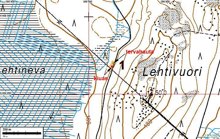 7 Maasto paikalla on länteen viettävää rinnettä, hiekkamoreenia.