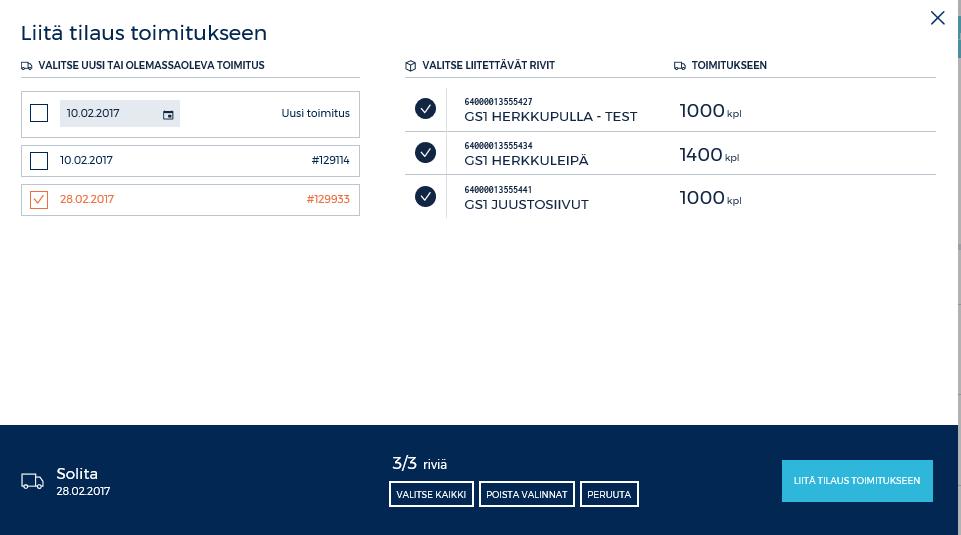 Ehdotettu toimituspäivä on tilaajan toimituskalenterin määrittelemä päivä. Toimituspäivää ei tule muuttaa, ellei siitä ole erikseen vastaanottajan kanssa sovittu.