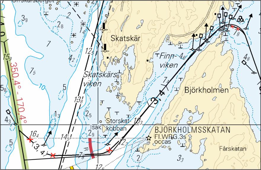 Tm/UfS/NtM 13, 10.05.2014 *139. 44, 113.C,F/812/812.3 F/813 Suomi. Selkämeri. Kaskinen. Storskatsundin väylä (3.4 m). Väylälinjauksen muutos. Turvalaitemuutokset. Karttamerkinnän muutos. Finland.