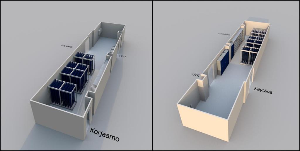 12 5.3 Erikoistyökaluvaraston 3D-mallinnus Erikoistyökaluvaraston rakentamisen ollessa kesken päädyttiin suunnittelemaan karkea 3D-malli tulevasta varastosta.