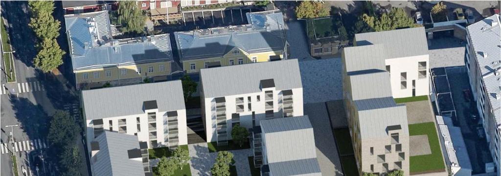 5.1 Kilpailun tavoitteet parhaiten täyttävät ehdotukset 1. OLOKORTTELI Olokorttelissa neljä viisikerroksiset asuinrakennukset kehystävät korttelia katutiloja rajaten.