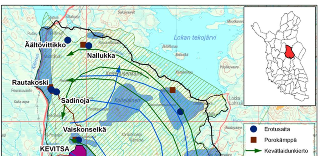 Sodankylä, Kevitsan kaivoksen asemakaava 19 Poronomistajien lukumäärä Oraniemen paliskunnassa poronhoitovuonna 2008 09 oli 143.