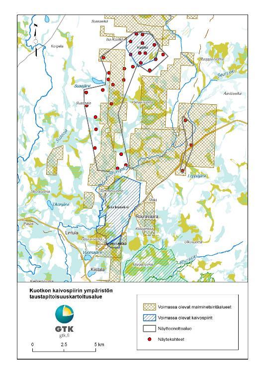 GEOLOGIAN TUTKIMUSKESKUS Kaivosalueiden taustapitoisuus-pilottitutkimus 10 Kuva 5.