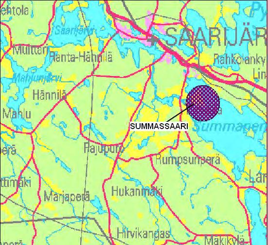 SUUNNITTELUKESKUS OY Saarijärven kaupunki 2 Summassaaren luonto- ja maisemaselvitys 613-C6576 Kuva 1. Summassaari sijaitsee noin 6 km Saarijärven keskustasta kaakkoon. 2.2 Kohteiden arvottaminen 2.2.1 Kansainvälisesti arvokkaat kohteet 2.