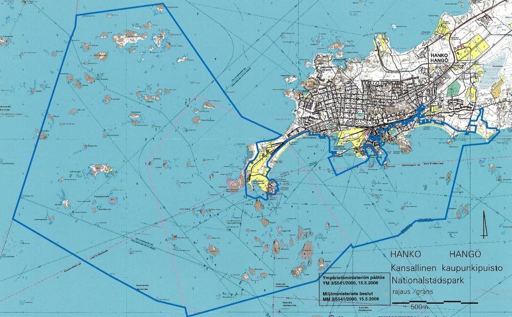 20 Kuvio 5. Hangon kansallisen kaupunkipuiston aluerajaus (Hanko 2008) 3.