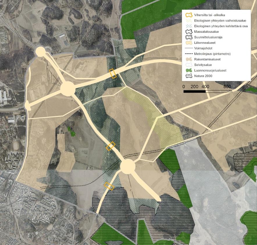 ÖSTERSUNDOMIN YHTEINEN YLEISKAAVA Natura-arvio 5.4.2017 13 (77) Kuva 3. Kehitettävä ekologinen yhteys Västerkullan peltoalueen itäosassa.