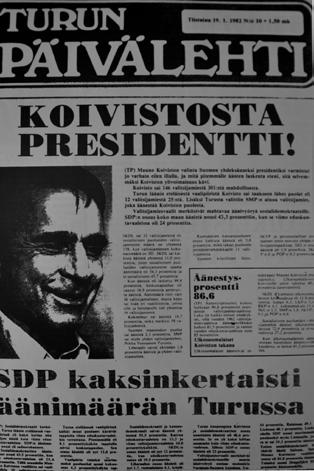 Sosialidemokraattien nousu Suomen johtavaksi poliittiseksi liikkeeksi varmistui, kun Mauno Koivistosta leivottiin tasavallan päämies vuonna 1982.