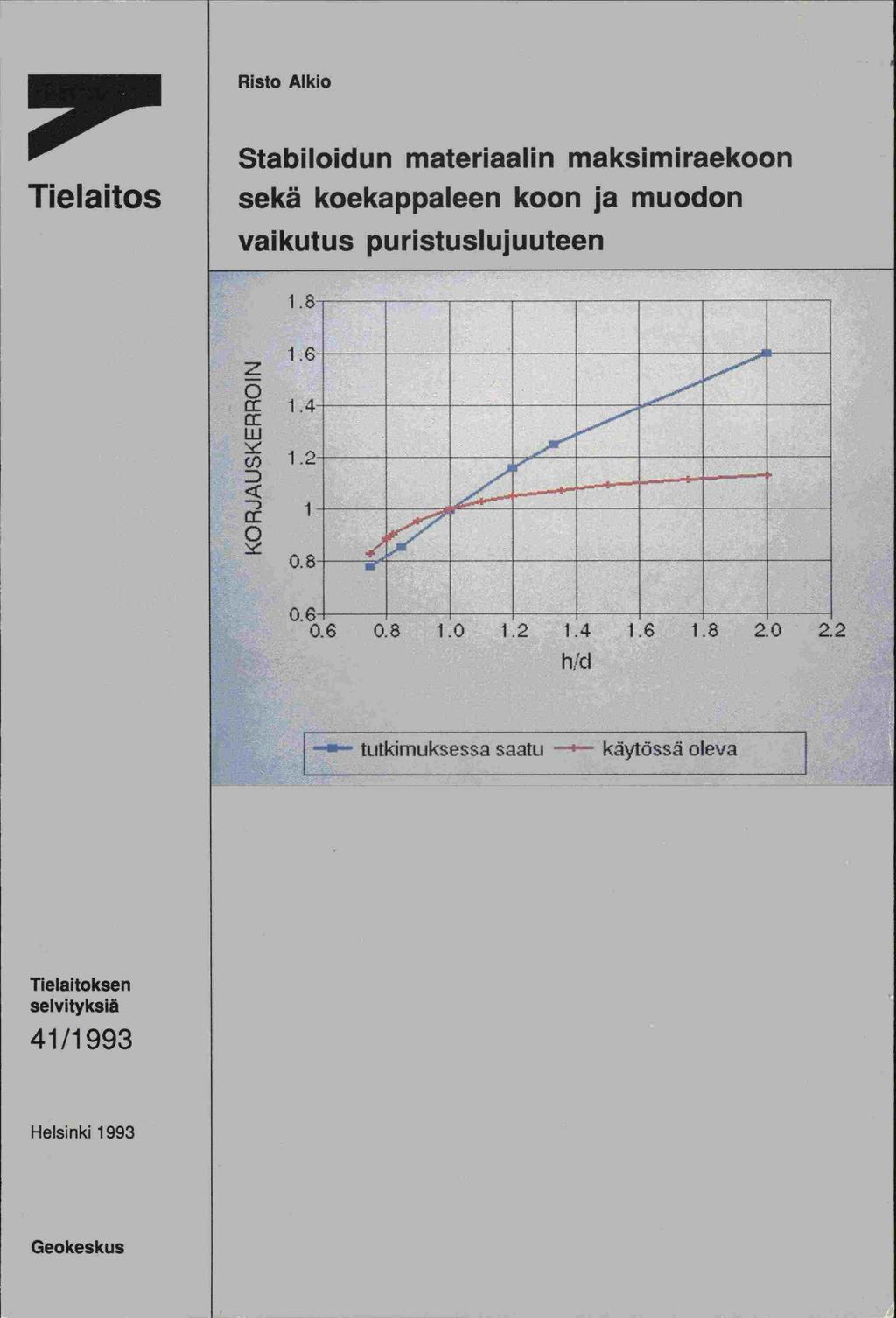 Risto Alkio Tielaitos Stabiloidun materiaalin maksimiraekoon sekä koekappaleen koon ja muodon vaikutus puristuslujuuteen z cci.