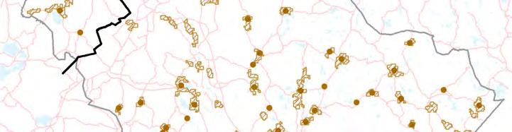 Kylät ovat yhtenäiset rakennetut 250 x 250 m ruuduista