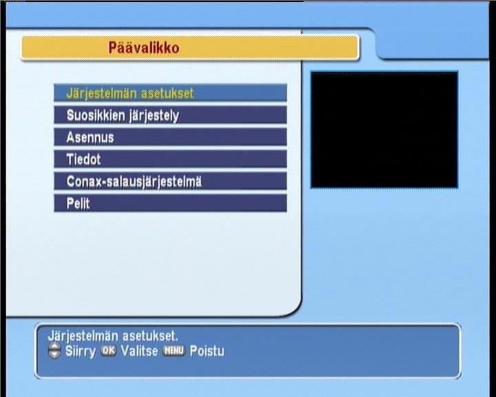 30 4.3.2 Topfield TF 6000 COC 1. Palvelun tilan näkyvyys a. Tiedänkö missä tilassa käyttöliittymä on? Missä olen ja minne voin siirtyä?