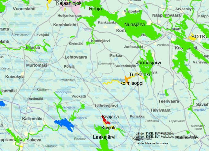 VESISTÖN NYKYTILA Nuasjärven ja Jormasjärven ekologinen ja kemiallinen tila on hyvä Molemmissa järvissä on todettu talvisin suolakerrostuneisuutta.