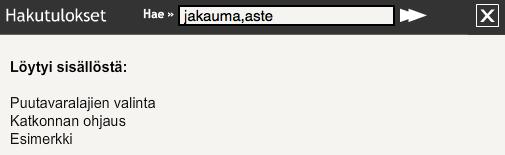 ovat sivunäkymien otsikoita, joita klikkaamalla aukeaa sivunäkymä, jossa hakusana sijaitsee. Hausta saa tarkemman etsimällä usealla hakusanalla. 35 KUVA 11.