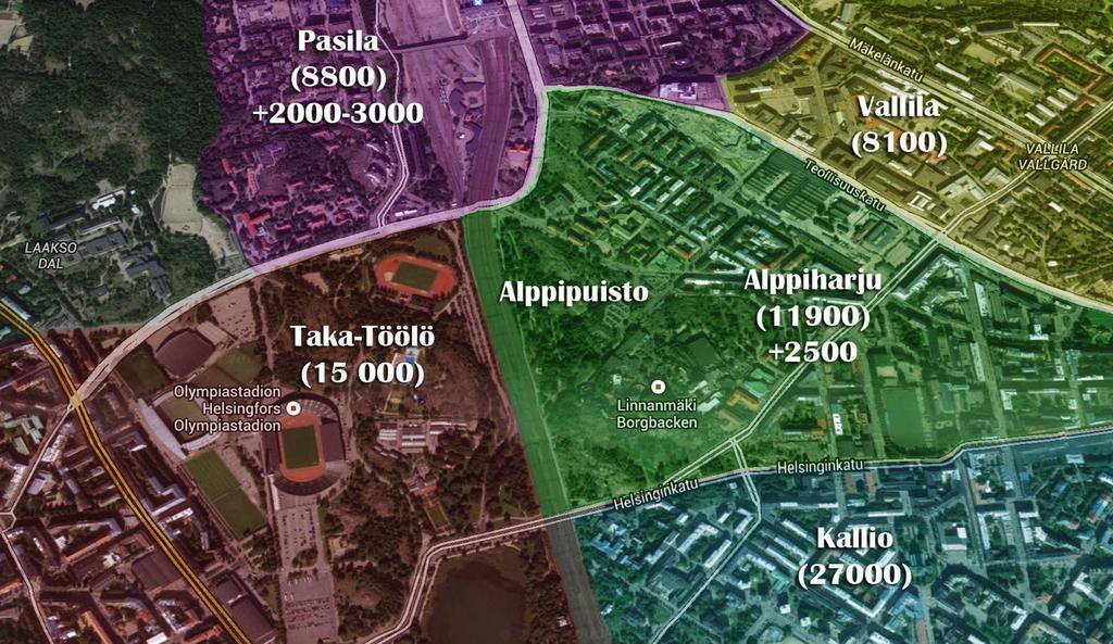 49 uusia asuinrakennuksia, joka tulee nostamaan entisestään lähialueen asukaslukua ja siten myös puiston käyttäjämäärää.