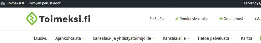 Vasen sivu toimii pääsivuvalikkona, josta löydät pikavalikot, joiden kautta voit tuottaa sisältöä sivuille ja muokata asetuksia.