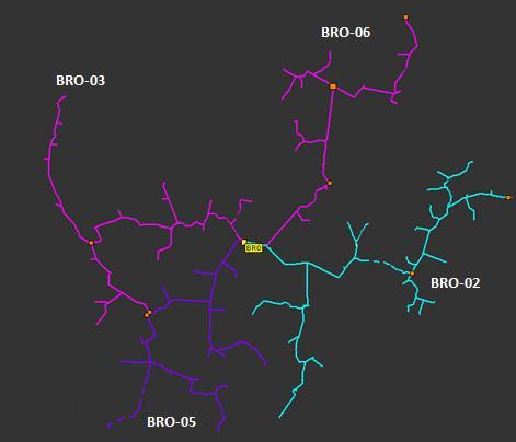 27 Kuva 8 Kuvassa on BRO sähköaseman verkko lähdöittäin esitettynä 4.4.1 Bro keskeytystilanteiden nykytila Toimitusvarmuusinvestoinnit alueelle tehdään verkon ikä sekä vikatiheydet huomioiden.