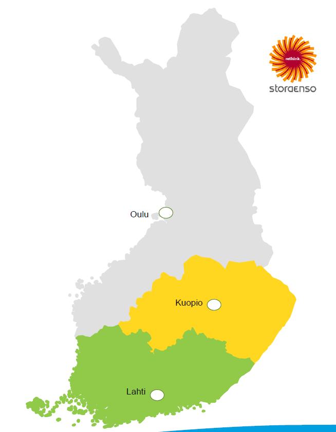 16 Kuva 2. Stora Enso Metsä, hankinta-alueet ja aluetoimistot. (Kallio-Mannila 2016, 10). 5 Stora Enso Wood Products Oy Ltd Kiteen saha 5.