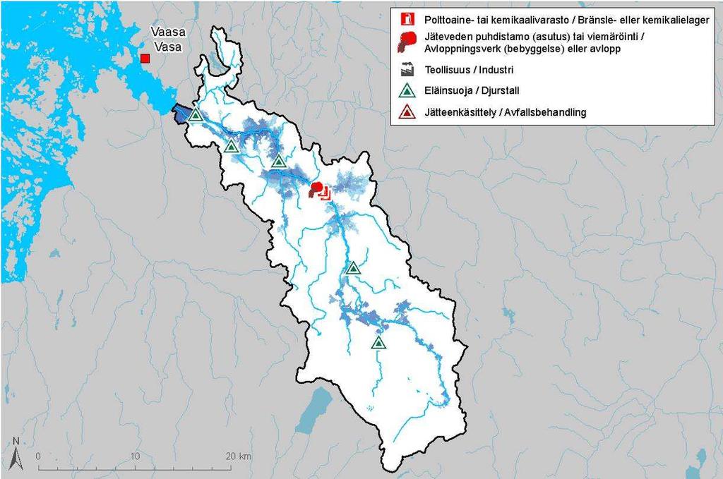 IPPC-direktiivin mukaisia toimijoita Laihianjoen vesistöalueella on muutamia, mutta yksikään niistä ei sijoitu karkean tason tulva-alueelle.