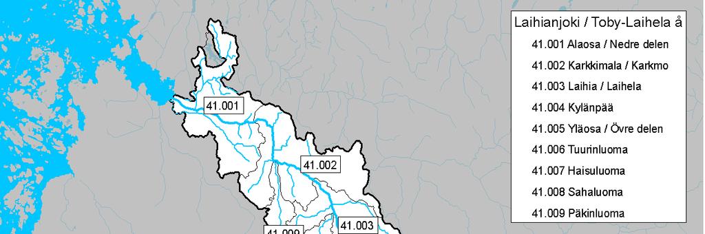 Laihianjoen vesistöalueen läheisyydessä sijaitsee Vanhan Vaasan kanaali Vaasan kaupungin eteläpuolella.