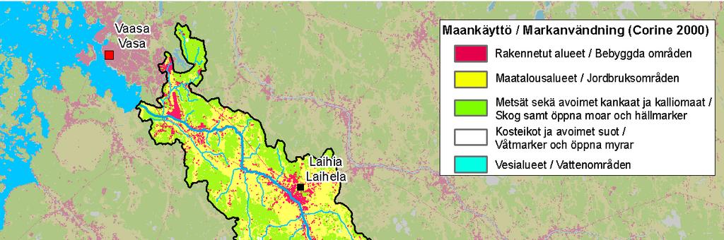 2.3 Maankäyttö ja luonnonsuojelu Laihianjoen vesistöalueesta lähes 90 % on maatalousaluetta ja metsämaata.