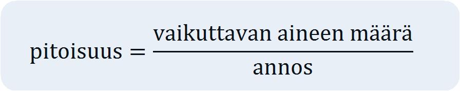 Laskulauseke Verrantoyhtälöistä voidaan johtaa myös suorat laskulausekkeet lääkelaskun ratkaisemiseksi. Verrantoyhtälön ratkaisussa päädyttiin lopulta tilanteeseen, jossa luku 15 jaettiin luvulla 25.