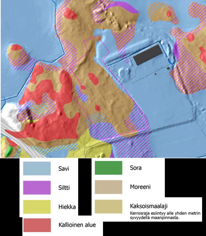 6 (16) 20.1.2017 Hulevesien hallintasuunnitelma Suunnittelualueen maaperä on valtaosin moreenia ja ympäristö savea.